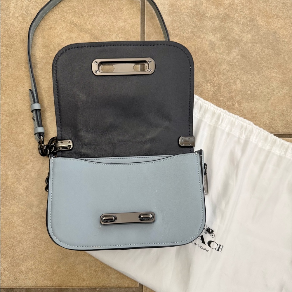 COACH Floral Embellished Blue Shoulder/ Crossbody purse - Picture 9 of 14
